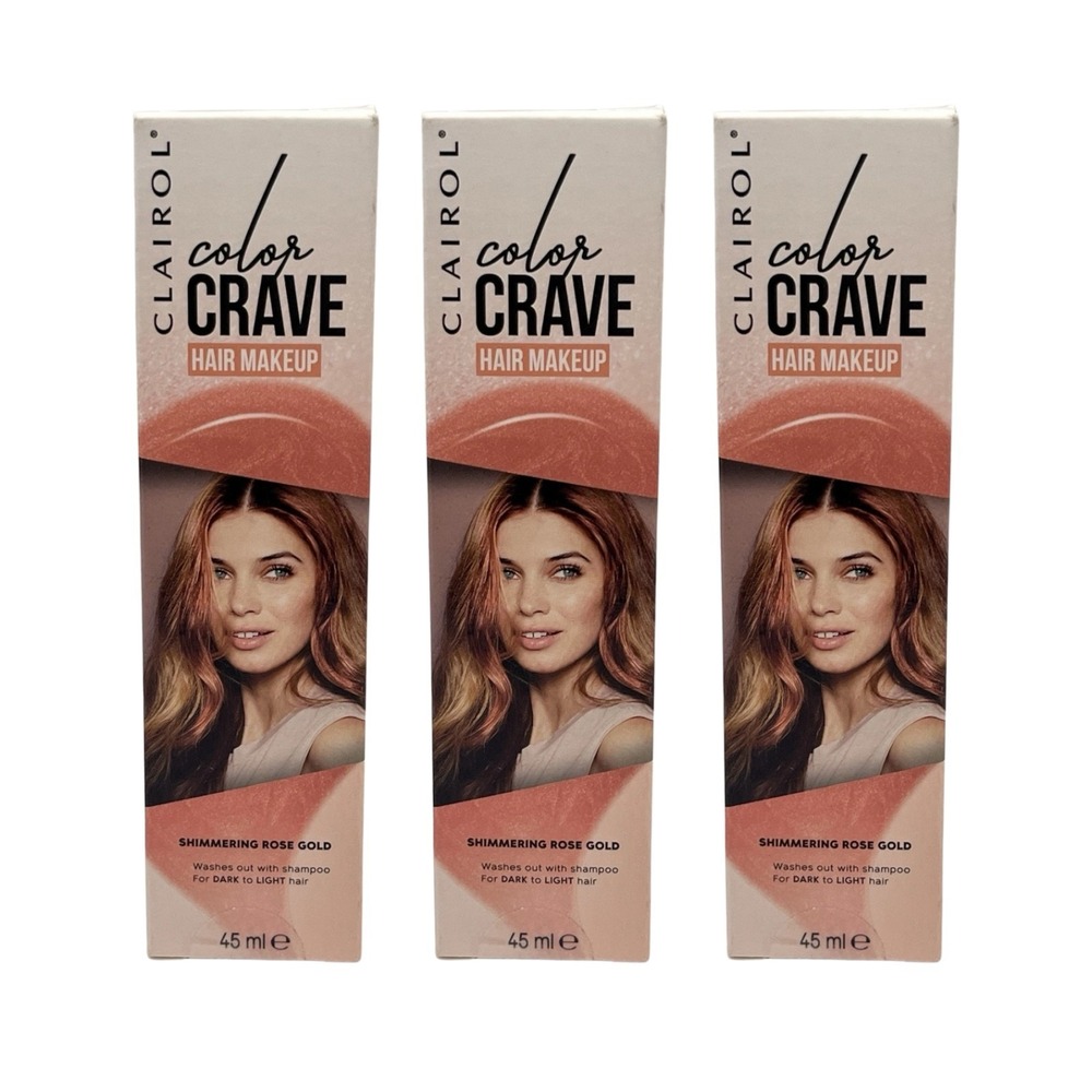 Clairol Color Crave Hair‎ Makeup Shimmering Rose Gold 45ml Temporary Lot of 3